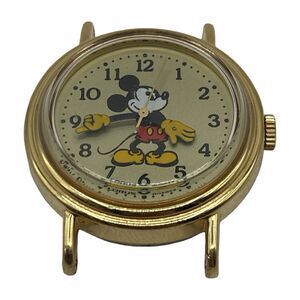 Vintage Lorus Mickey Mouse Watch 26mm Gold Tone Y481-1190 Rare Needs Battery